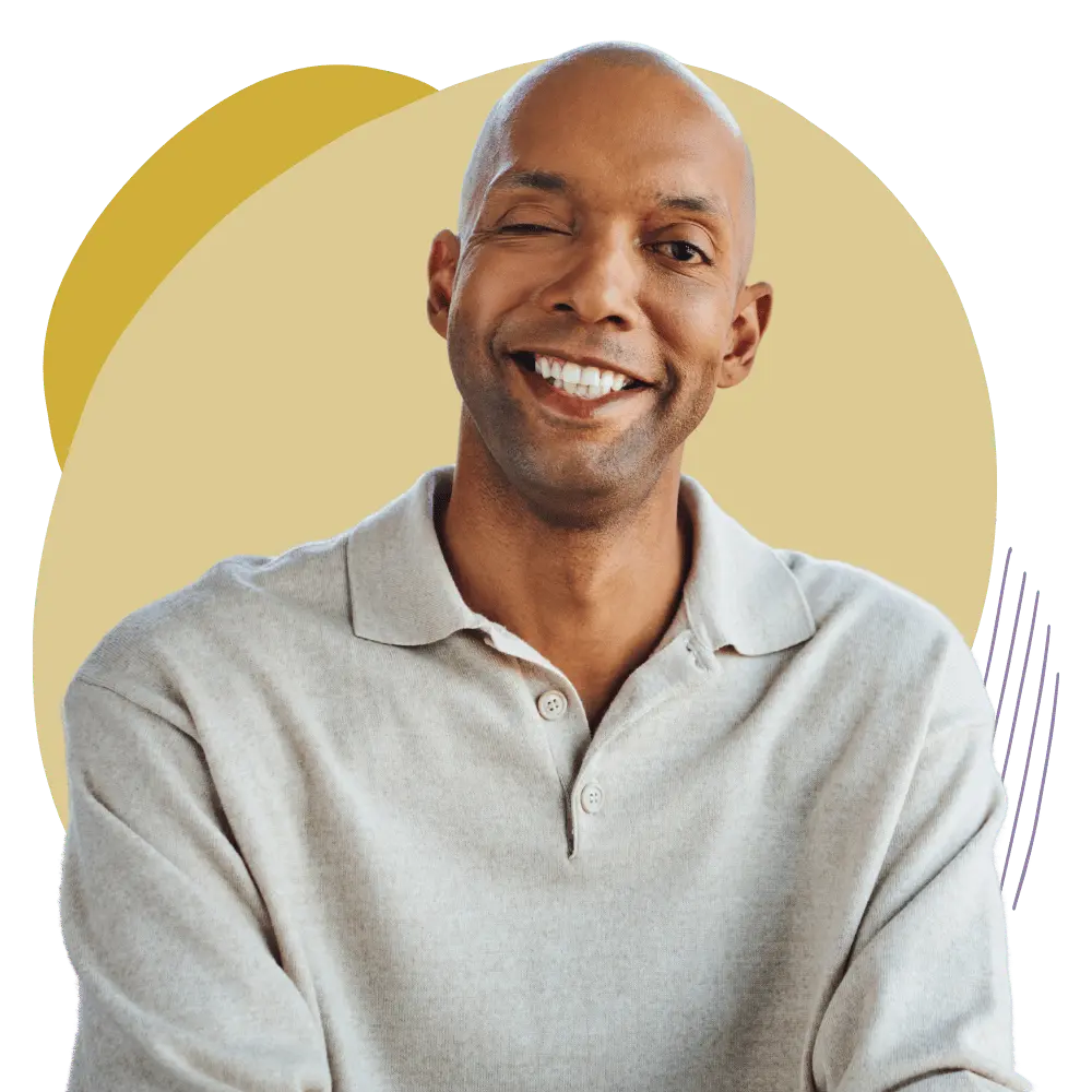 Happy disabled semi-blind man smiling at camera