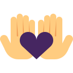 Cartoon of 2 hands holding love heart