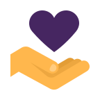 Cartoon hand holding love heart